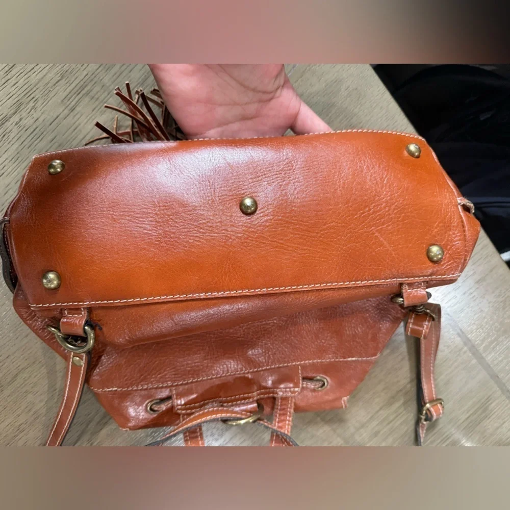 Patricia nash Brown Leather Backpack with Tassel